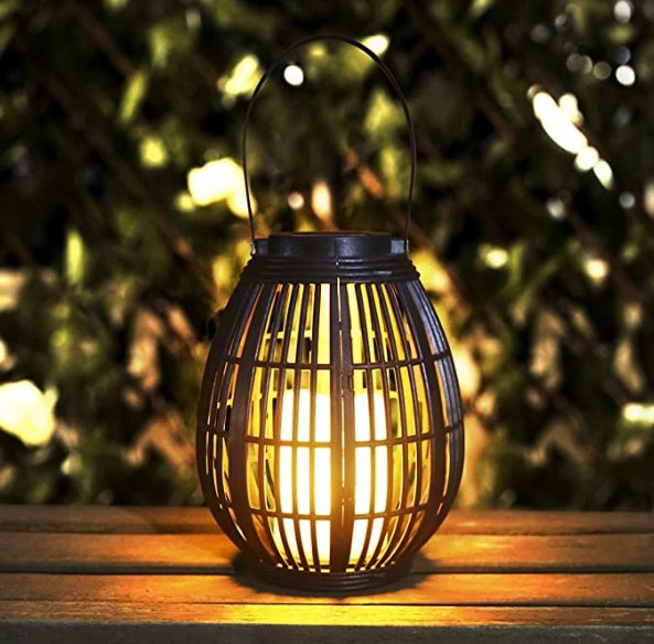 Solar Retro Patio Plastic Oval Rattan Wind Lamp