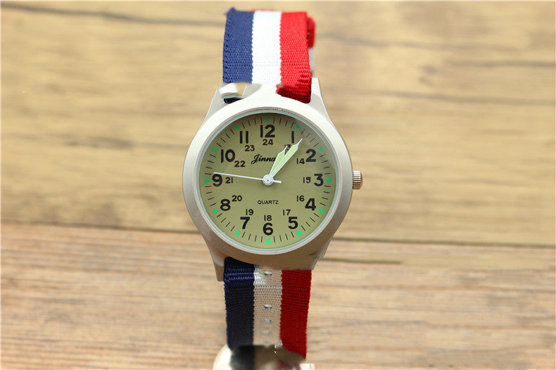 Male and female students outdoor sports nylon watch