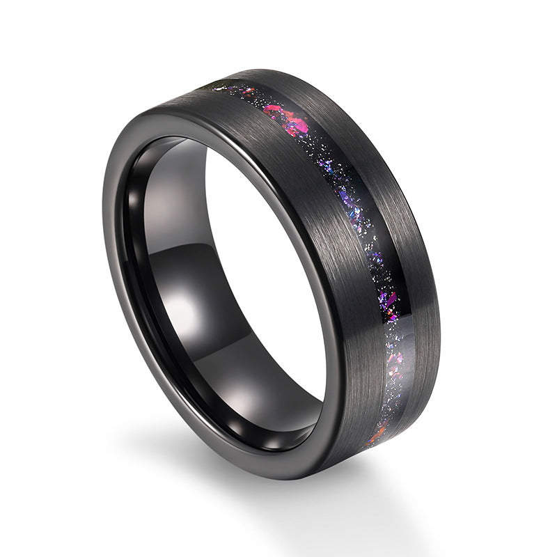 Galaxy Series Starry Sky Brushed Men Tungsten Ring