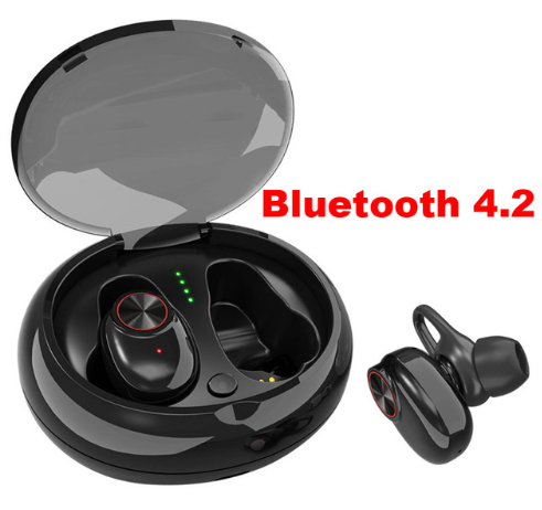 Dual Bluetooth 5.0 Headset Earphone Wireless Earbud with Handsfree Stereo Music QI-Enabled With Charging Box IPX5 Waterproof