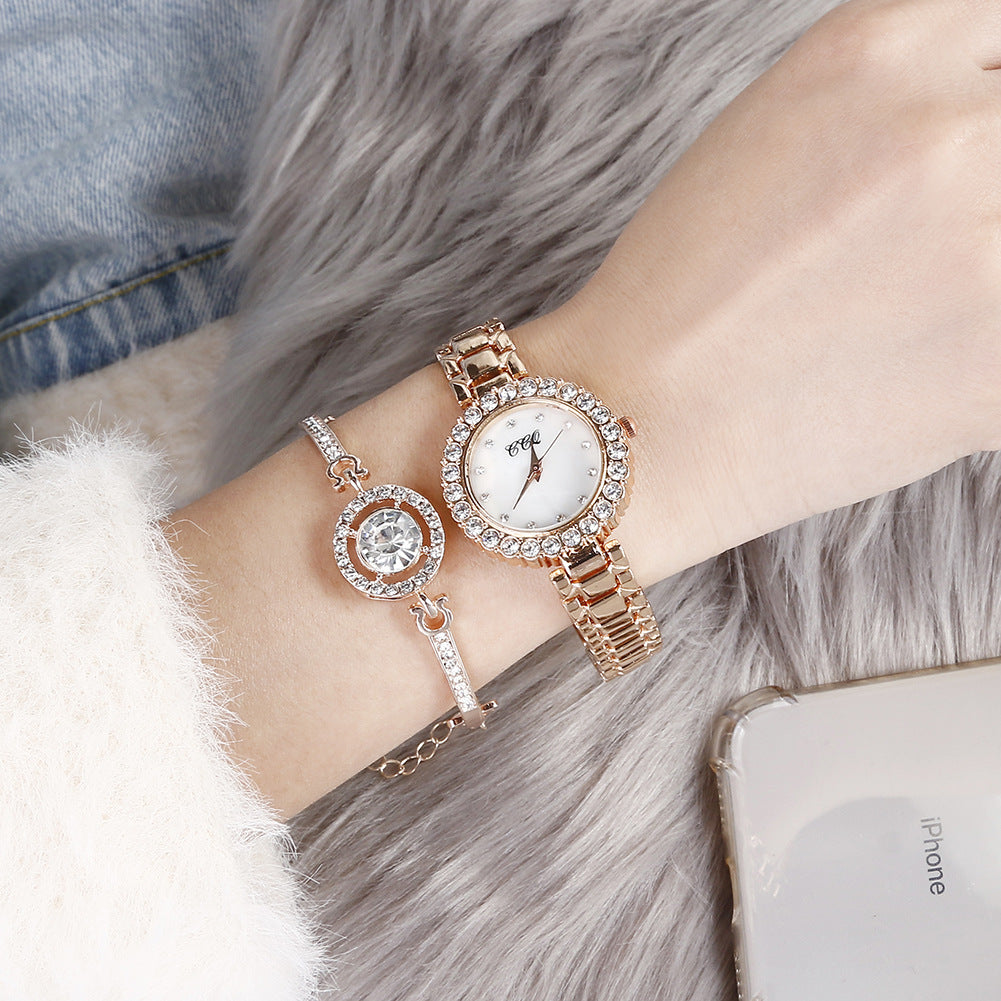 Women's Fashion Diamond Bracelet Watch Suit