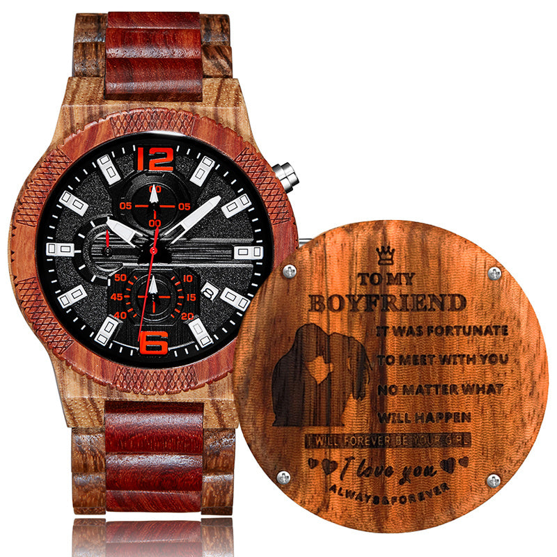 Sports Fashion Quartz Men's Wood Watch