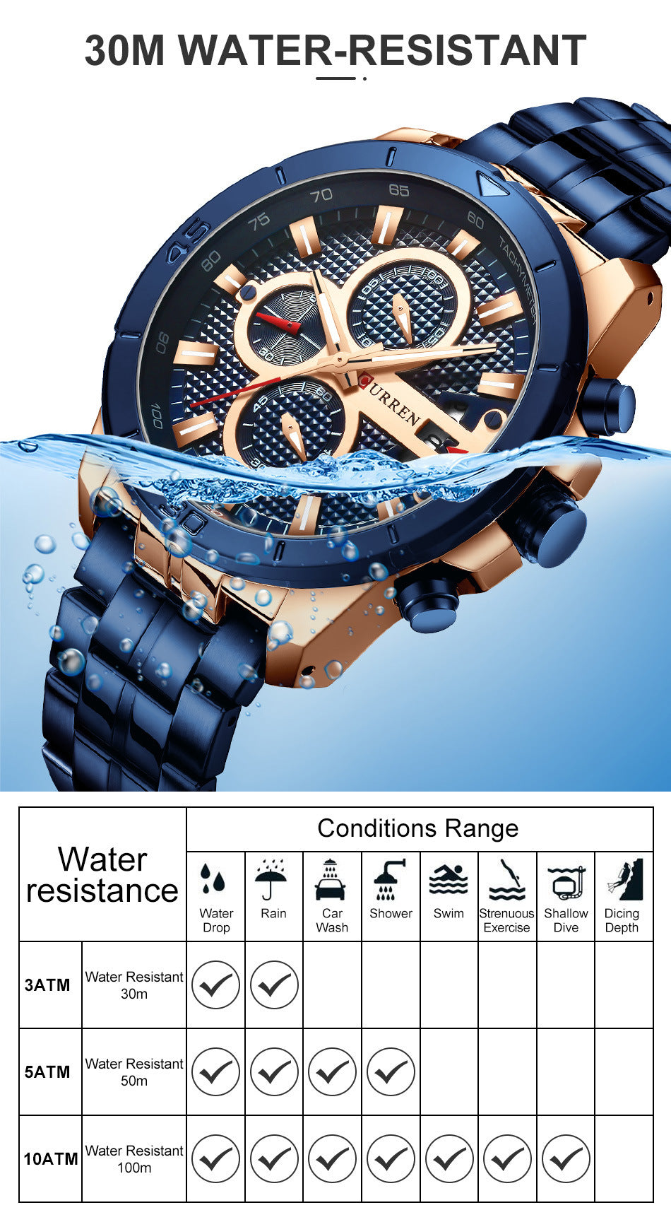 Six needle multifunctional quartz watch