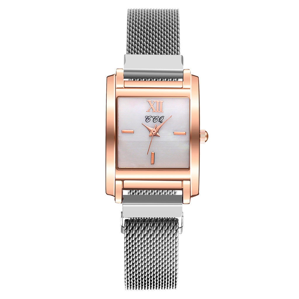 Creative rose gold square dial all-match watch