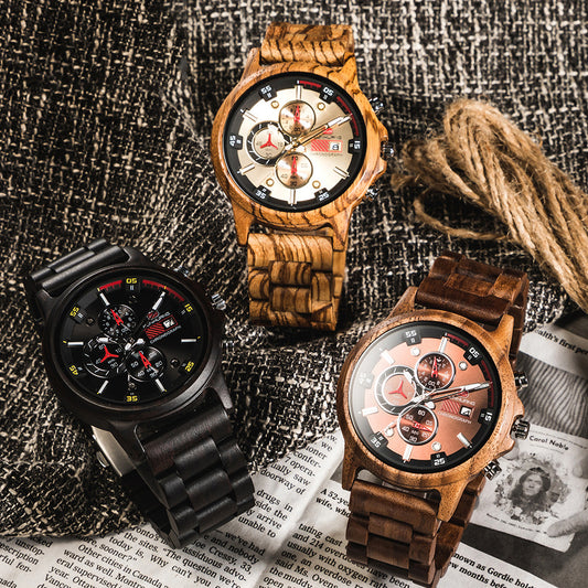 Wooden Men's Multifunction Watch