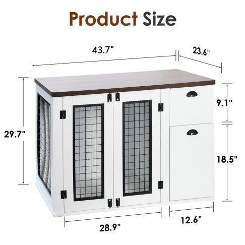 Furniture Style Dog Cage, Wooden Dog Cage, Double Door Dog Cage, Side Cabinet Dog Cage, Dog Crate