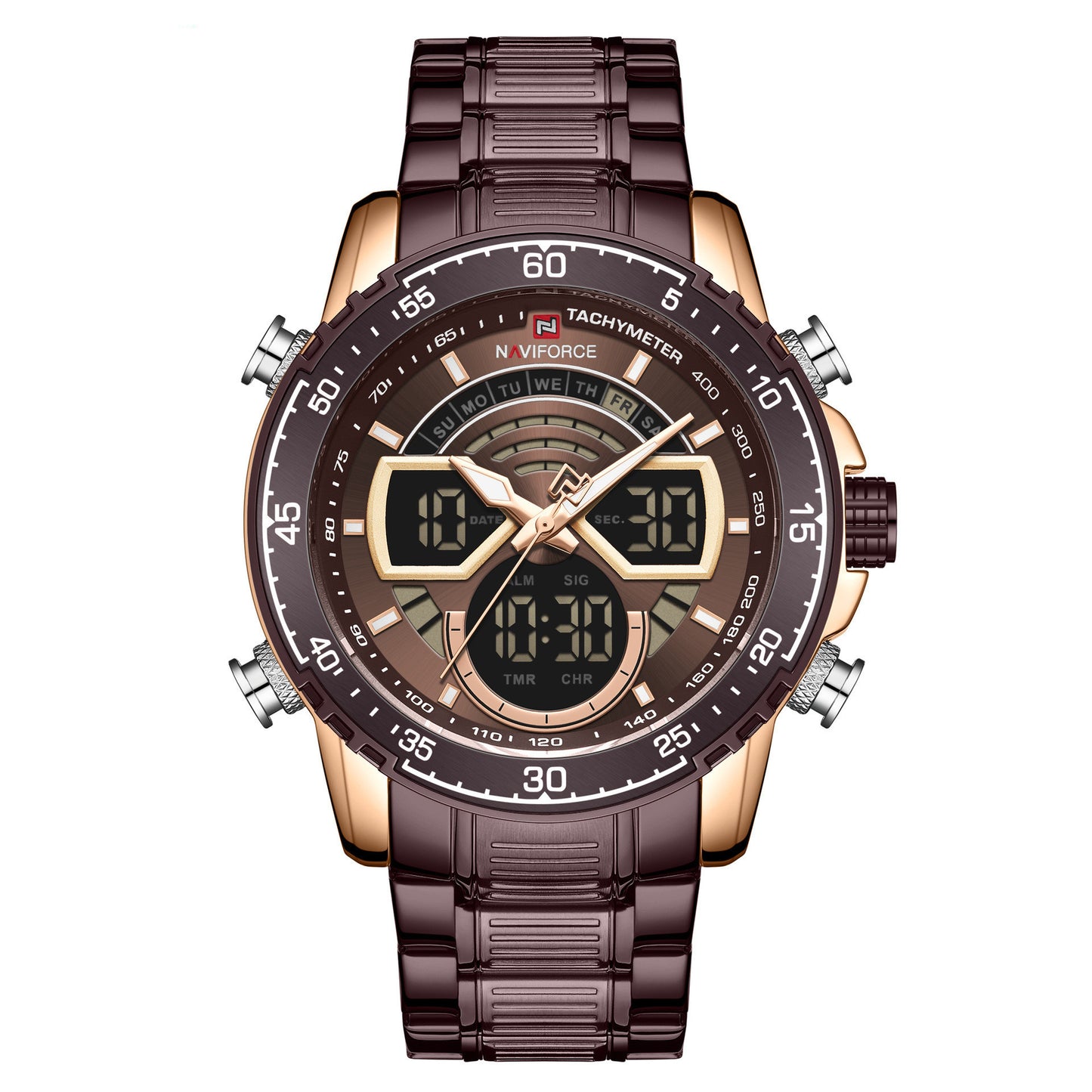 Stainless steel men's sports watch