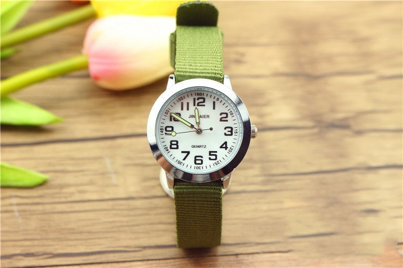 Easy-to-read time luminous canvas student watch