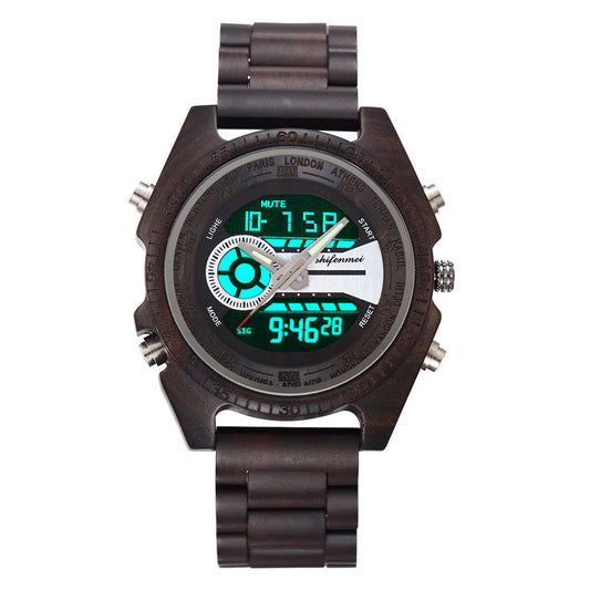 Classic wooden leisure electronic quartz watch