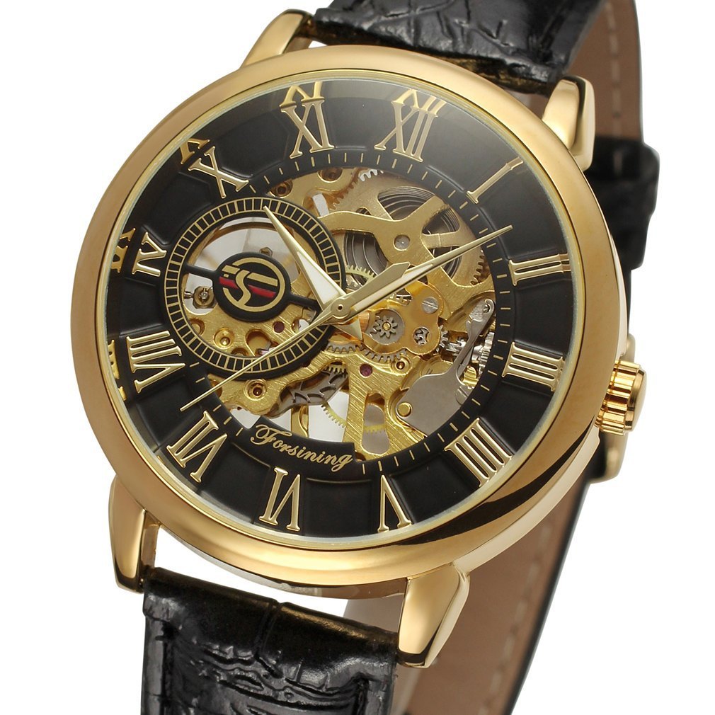 Hollow men's semi-automatic mechanical watch