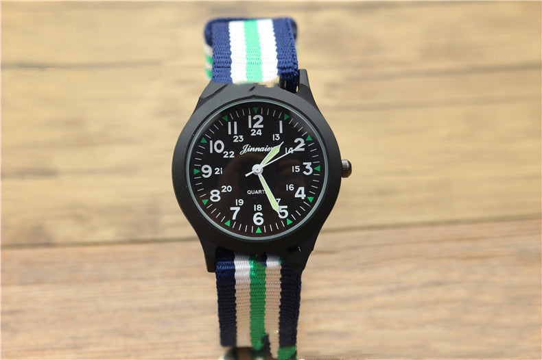 Male and female students outdoor sports nylon watch