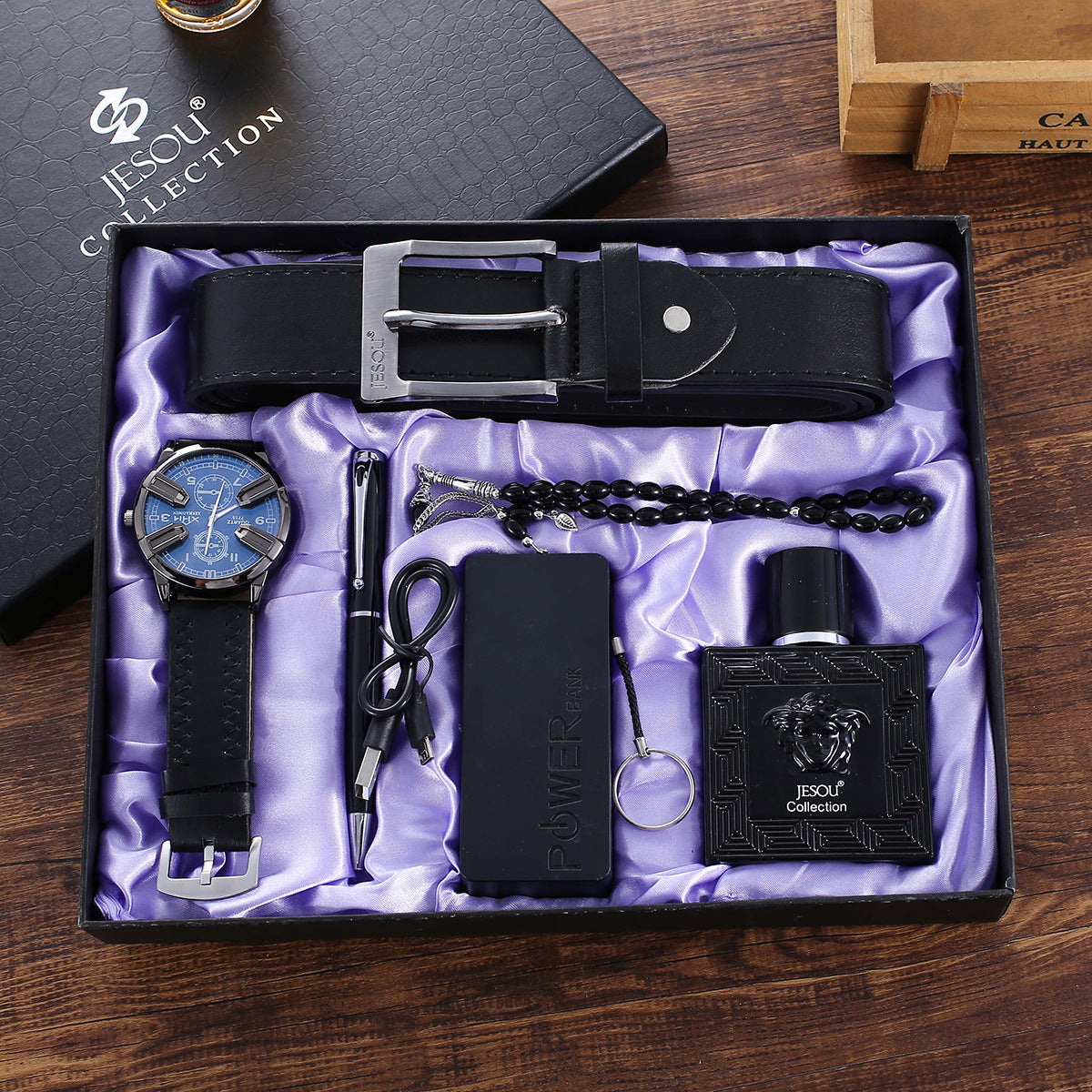 Belt Watch Pen Necklace Perfume Power Bank 6-piece Set