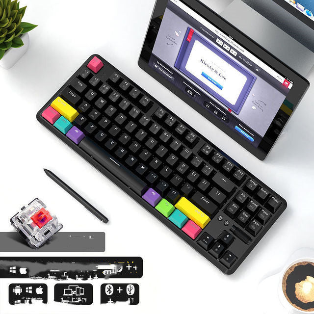 Blackmail k870t wireless Bluetooth wired dual mode mechanical keyboard 87 key RGB office game mobile phone tablet