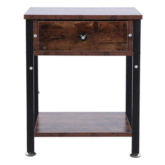 Industrial Vintage Bedside Table Storage Cabinet with Drawers Household Furniture