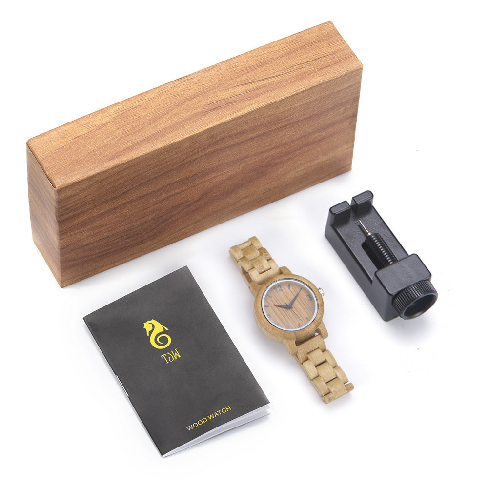 Carbonized Bamboo Digital Face Ladies Quartz Watch