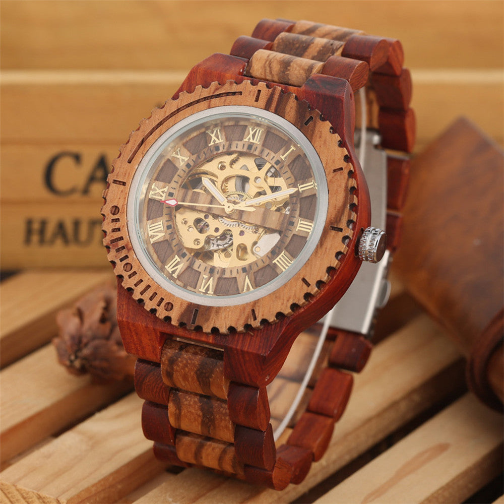 Bamboo Wood Automatic Mechanical Watch Creative Gear