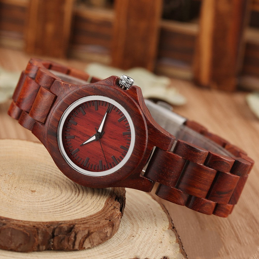 Casual wooden quartz watch