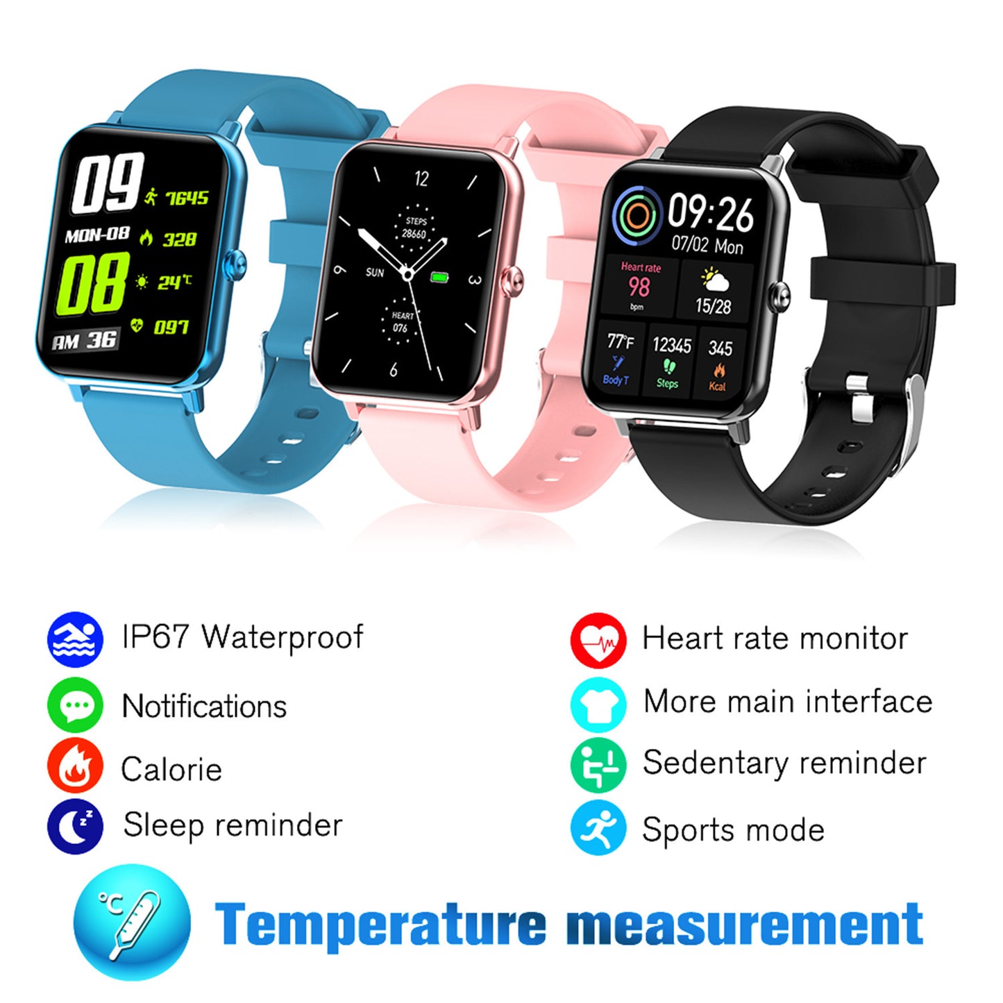 Sports Step Counter Reminder Heart Rate Blood Oxygen Bracelet