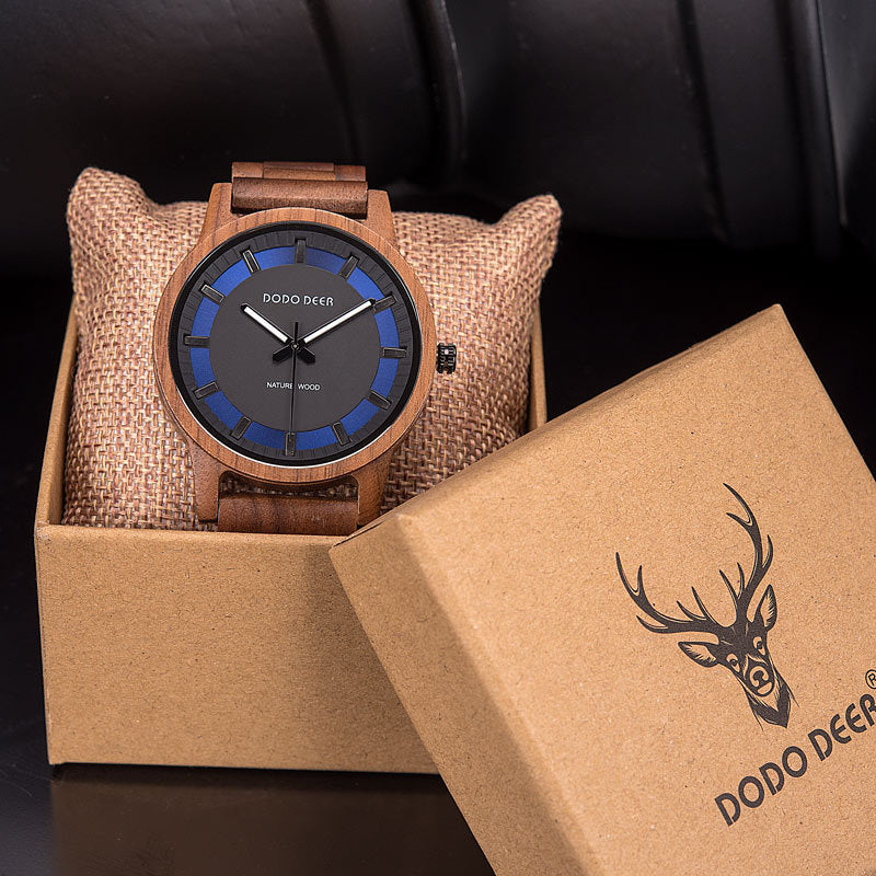 Men's fashion simple wooden watch