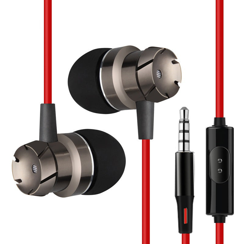 The metal In-Ear Earphones turbo bass with wheat line MP3 general computer mobile phone headset wholesale