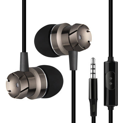 The metal In-Ear Earphones turbo bass with wheat line MP3 general computer mobile phone headset wholesale