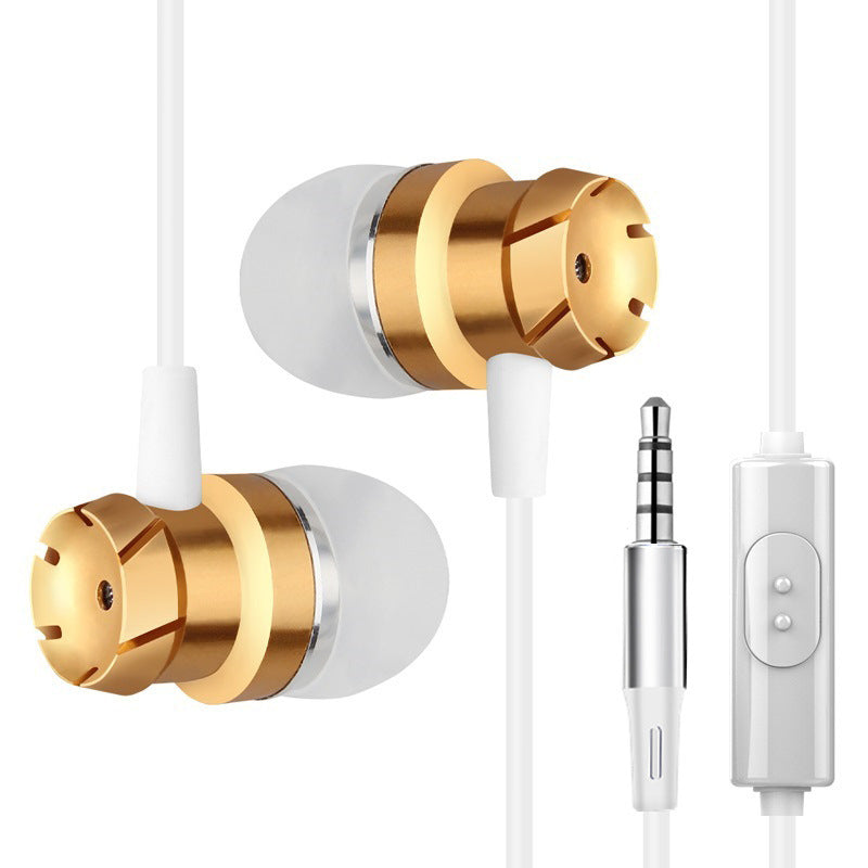 The metal In-Ear Earphones turbo bass with wheat line MP3 general computer mobile phone headset wholesale