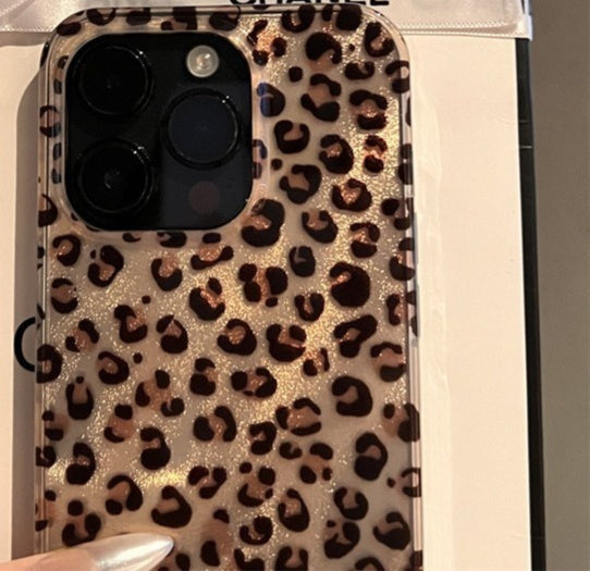 New All-inclusive High-grade Feather Yarn Brown Leopard Printed Phone Case