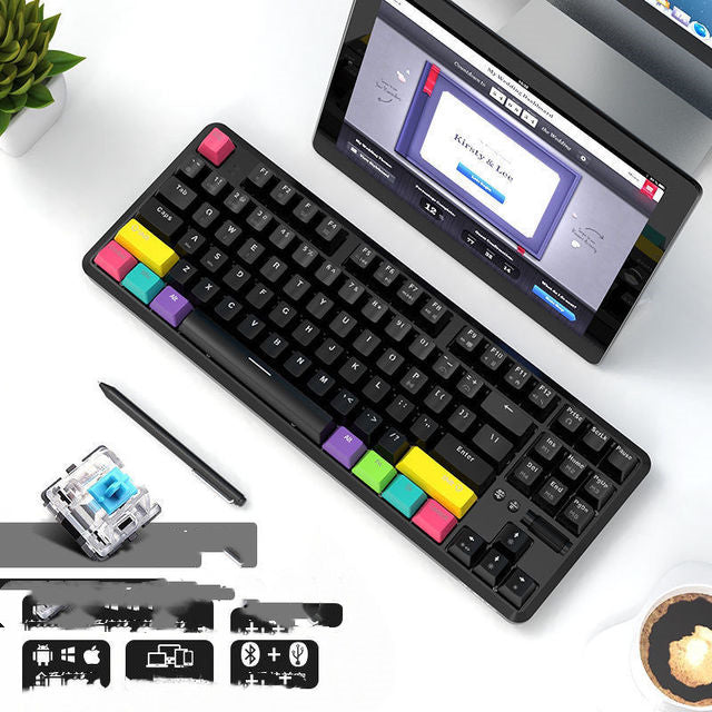 Blackmail k870t wireless Bluetooth wired dual mode mechanical keyboard 87 key RGB office game mobile phone tablet