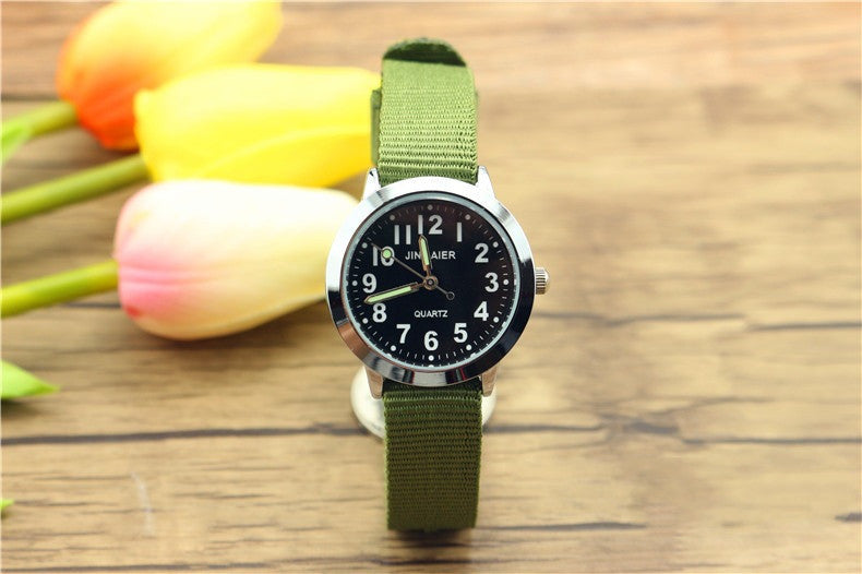 Easy-to-read time luminous canvas student watch