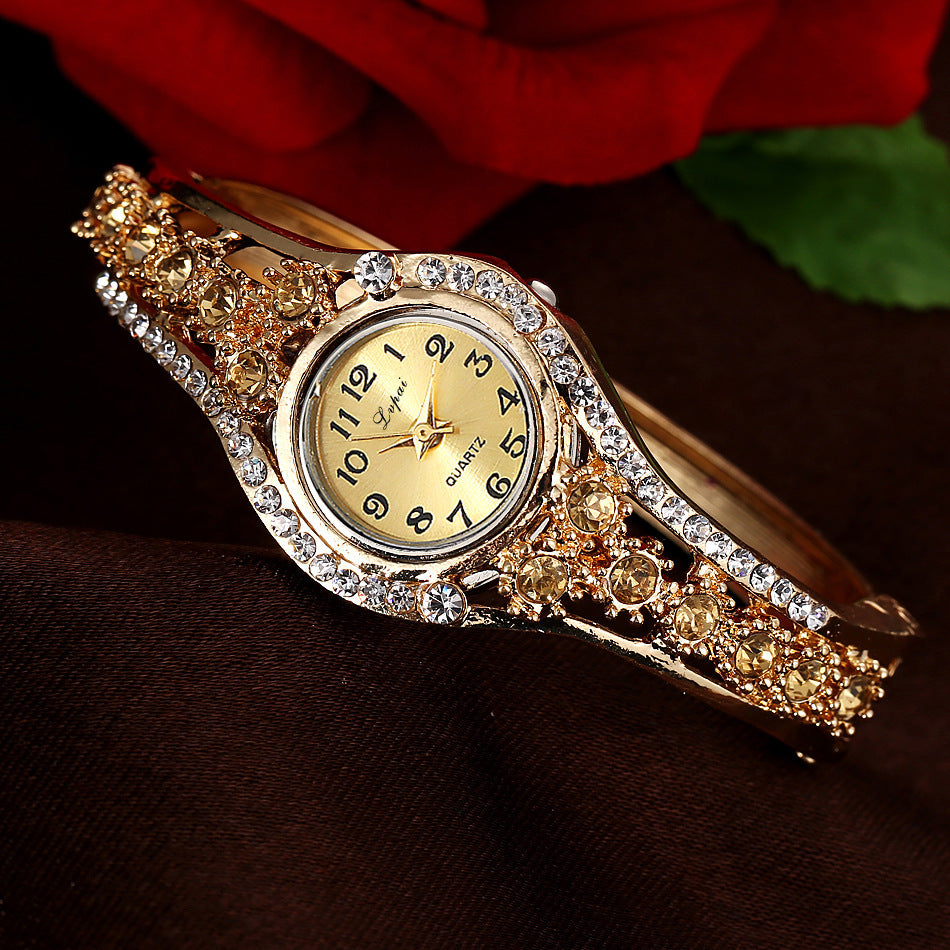 Alloy rhinestone bracelet watch