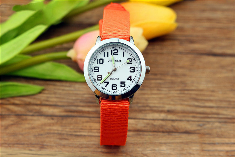 Easy-to-read time luminous canvas student watch