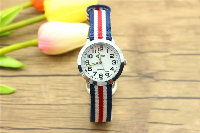 Easy-to-read time luminous canvas student watch