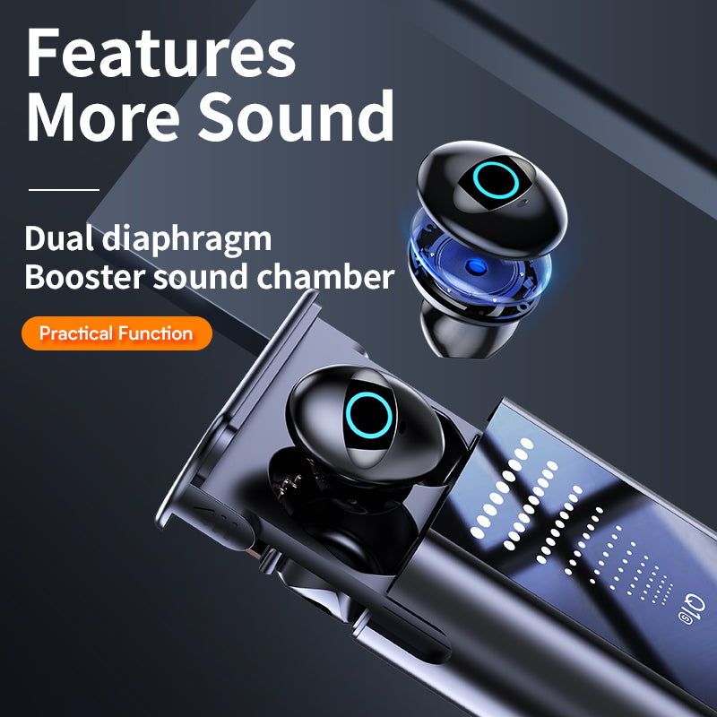 Bluetooth Earphone Earbuds Multi-Function HiFi 9D Wireless Earphones IPX7 Waterproof 3500mAh with Flashlight