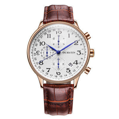 Casual Leather Waterproof Calendar Watch