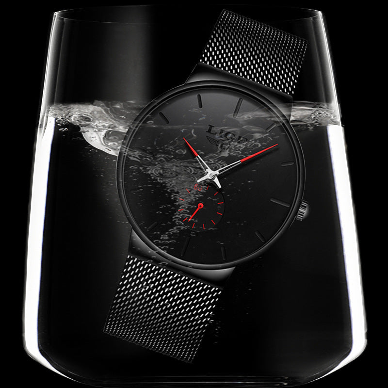 LIGE mesh strap waterproof men's watch