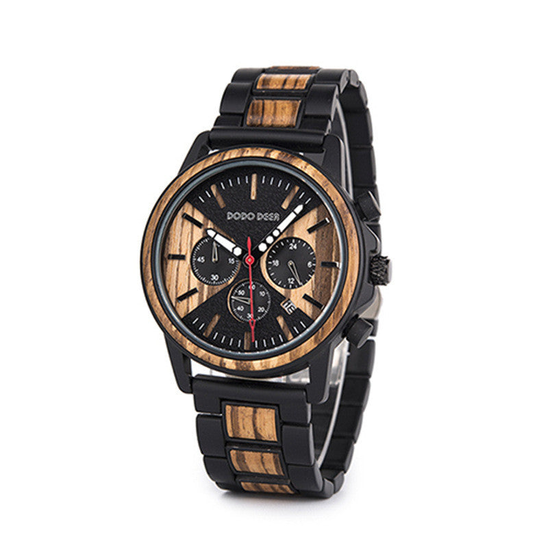 Three-eye six-hand men's watch