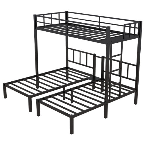 Twin Over Twin & Twin Bunk Beds For 3, Twin XL Over Twin Twin Bunk Bed Metal Triple Bunk Bed, Black