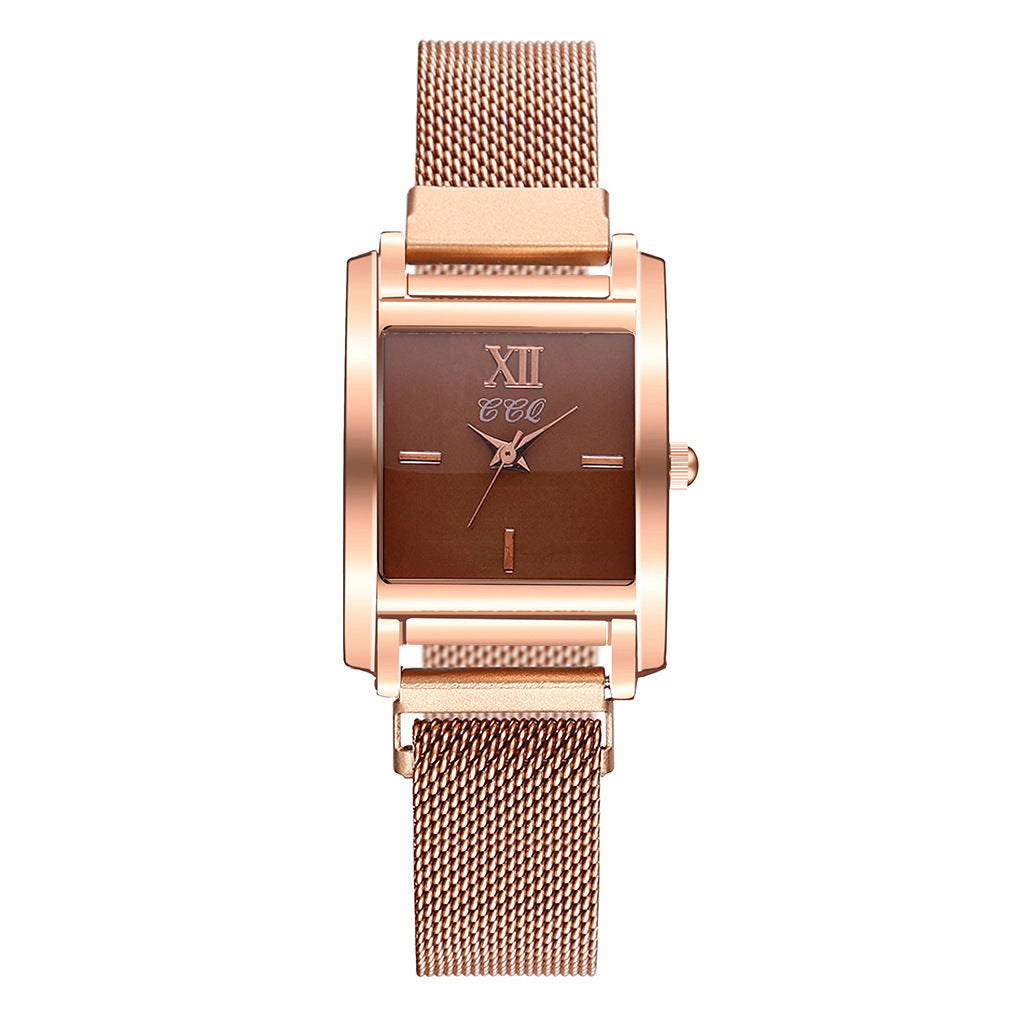 Creative rose gold square dial all-match watch