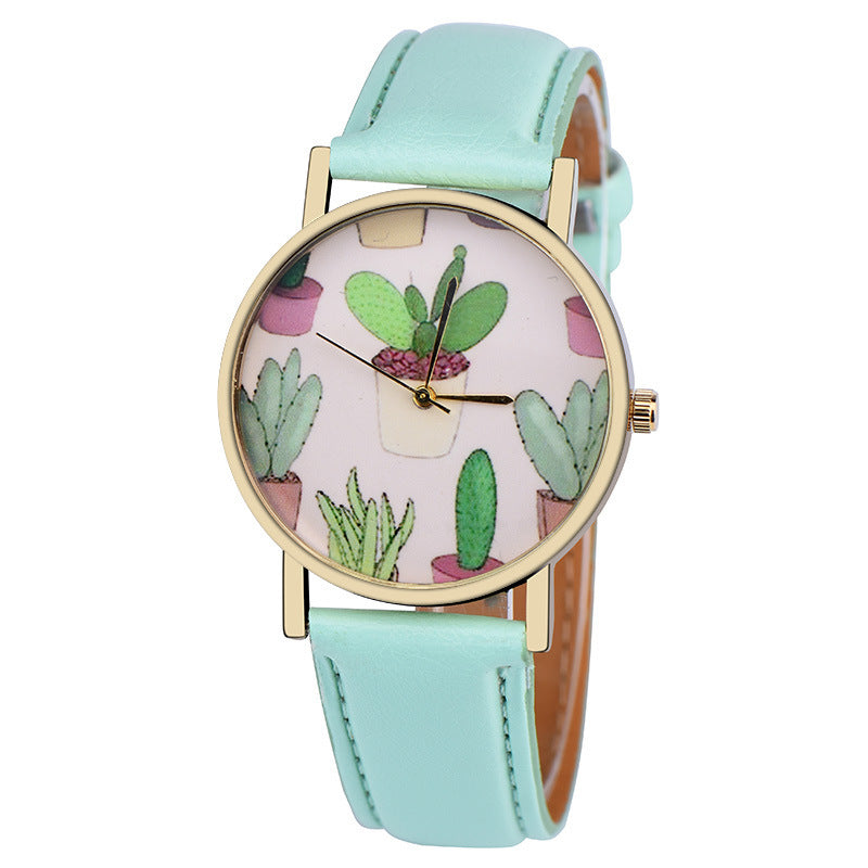 Casual Style Cactus Potted Belt Watch