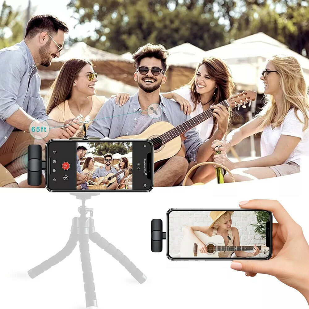 Lavalier Mini Microphone Wireless Audio Video Recording With Phone Charging  Wireless Lavalier Microphone Broadcast Lapel Microphones Set Short Video Recording Chargeable Handheld Microphone Live Stre