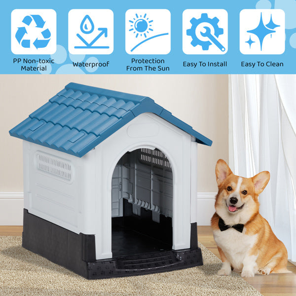 26inch Blue & White PVC Spire House Type Shutters Cat & Dog House