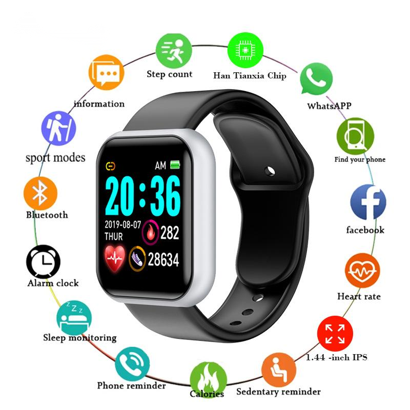 Compatible With , Y68 Color Screen Smart Bracelet Heart Rate Blood Pressure Blood Oxygen