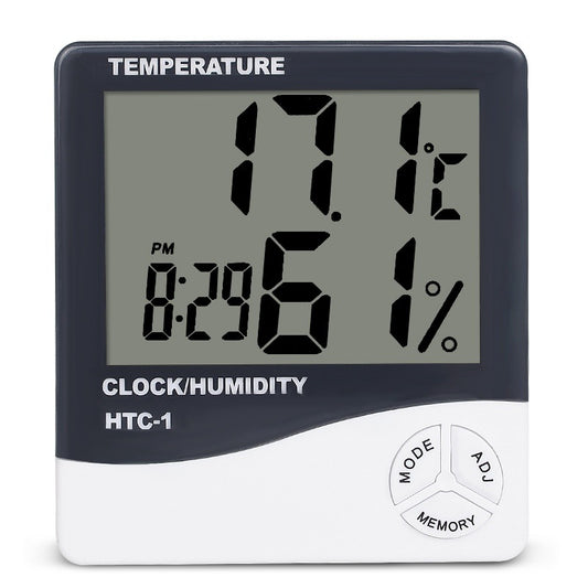 LCD Digital Thermometer Hygrometer Weather Station HTC-1 HTC-2 Temperature Humidity Tester Clock Alarm Wall Sensor Probe LCD