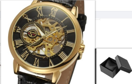 Hollow men's semi-automatic mechanical watch