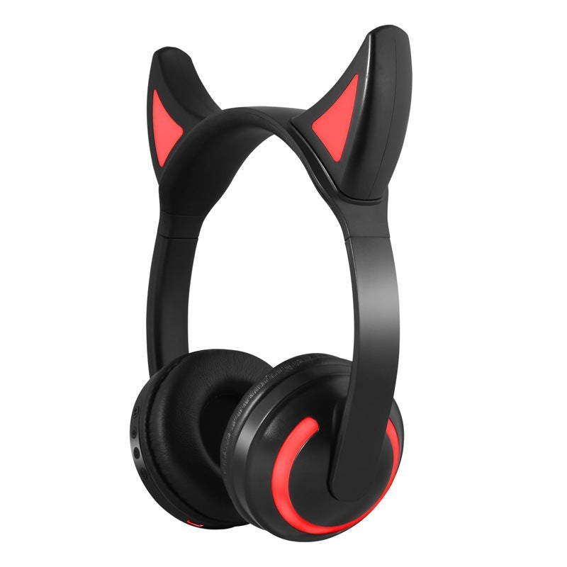 Hot Explosive Headphones Wireless Bluetooth Cat Ears Headphones Noise Reduction Live Breathing Lights Glare