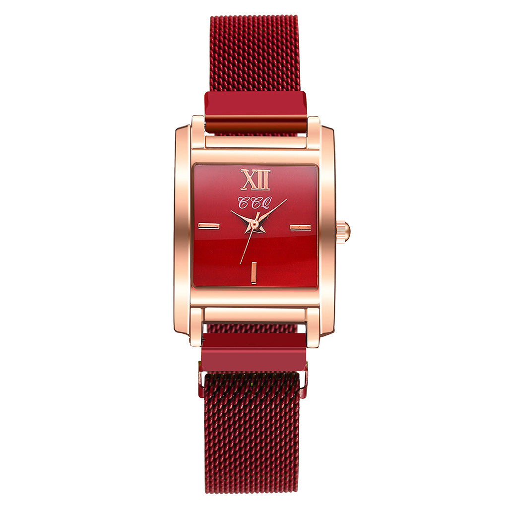 Creative rose gold square dial all-match watch