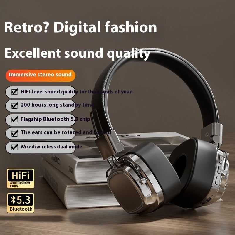 Retro Wireless Bluetooth 5.3 Head-mounted Dynamic Bass Boost Headset