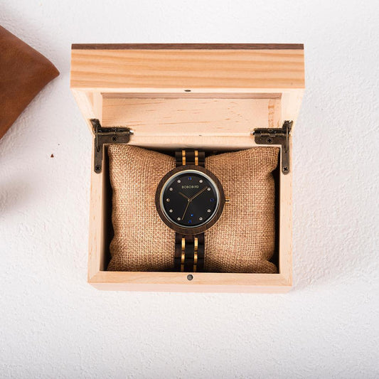 BOBO BIRD gold and wood watch between stars