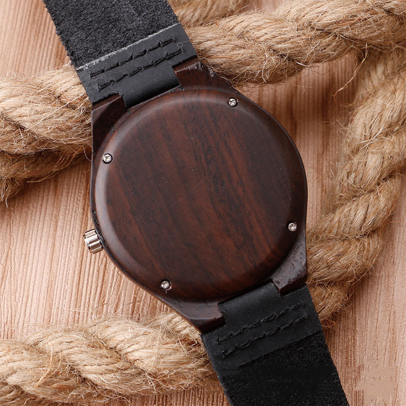 Black Wood Case Wood Belt Casual Quartz Watch