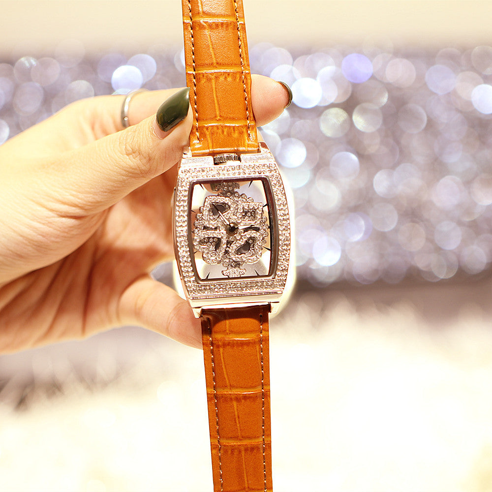 Ladies Fashion Waterproof Flower Diamond Watch